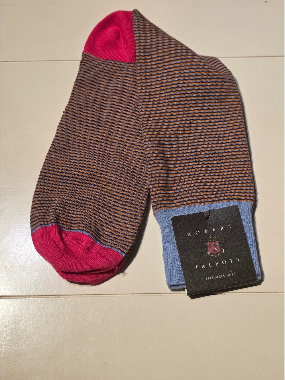 Robert Talbott Men's Striped Cotton Nylon Dress Socks Size 10-13